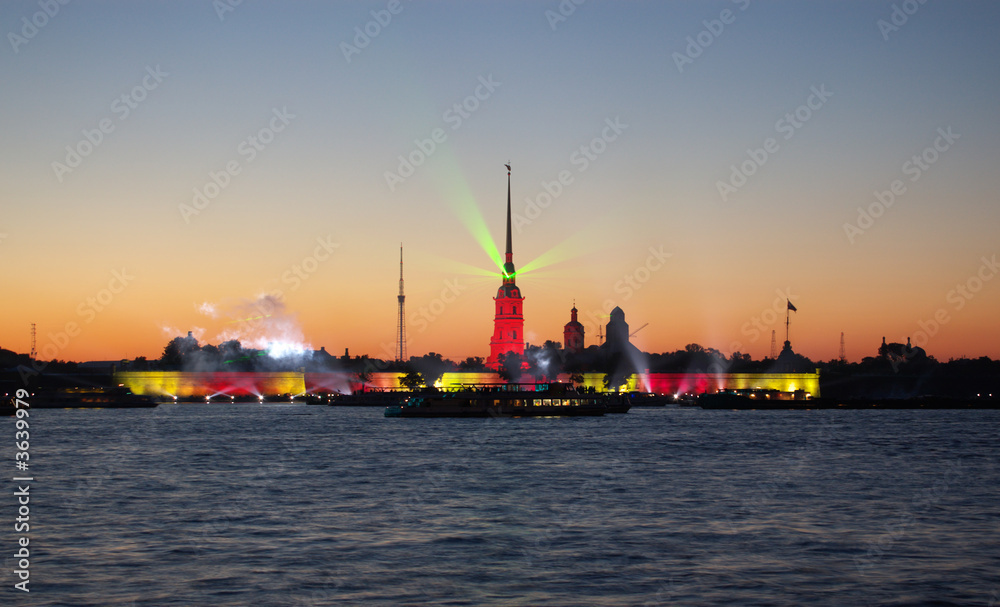 white night scene in st. petersburg