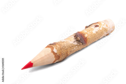A big wood pencil on white background