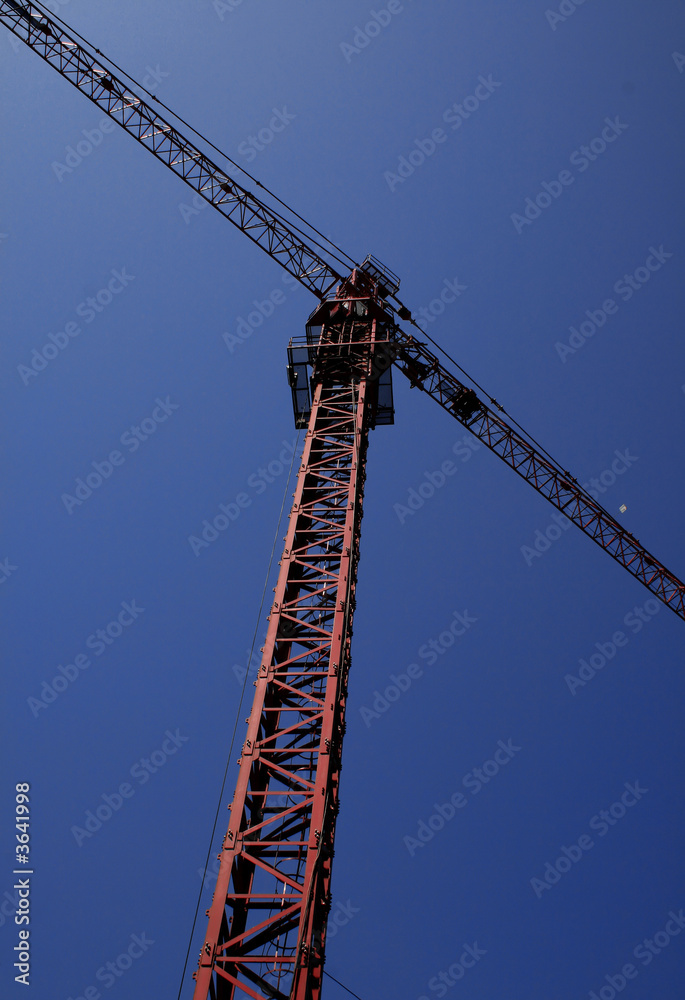 a red jenny in work with blue sky a red jenny in work with blue sky