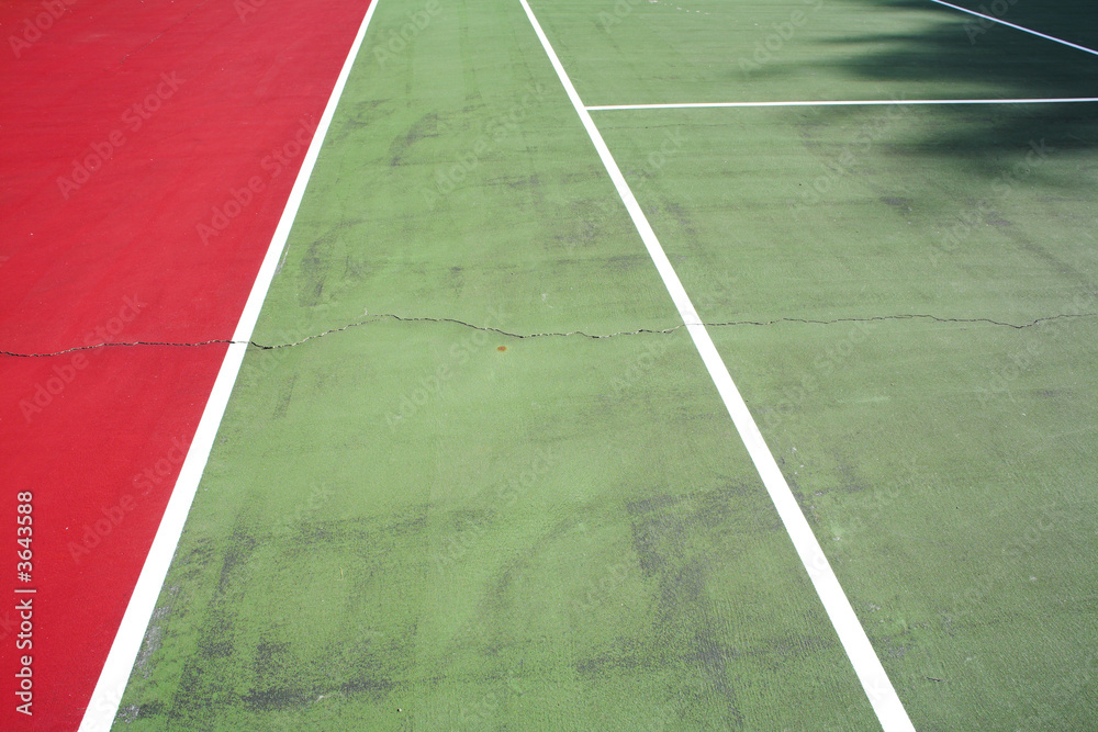 colorful tennis court close up at day time