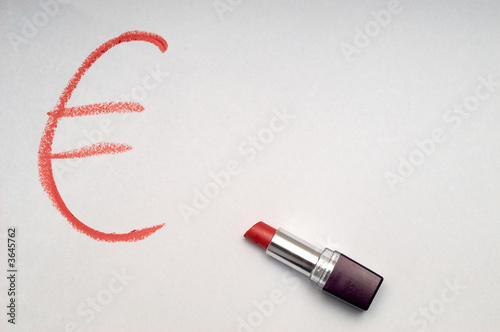 Tableau sur toile Sign euro drawn by lipstick