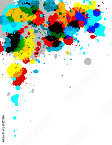 Illustration of paint splashes on white background.