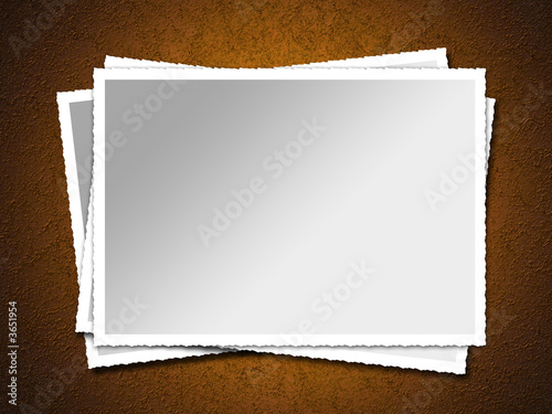 Illustration of a pile of empty photos over a rusty surface.