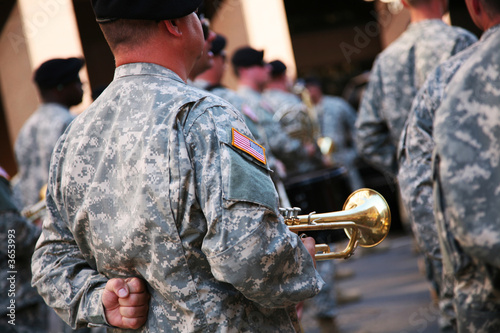 Military musician with his trumpet photo