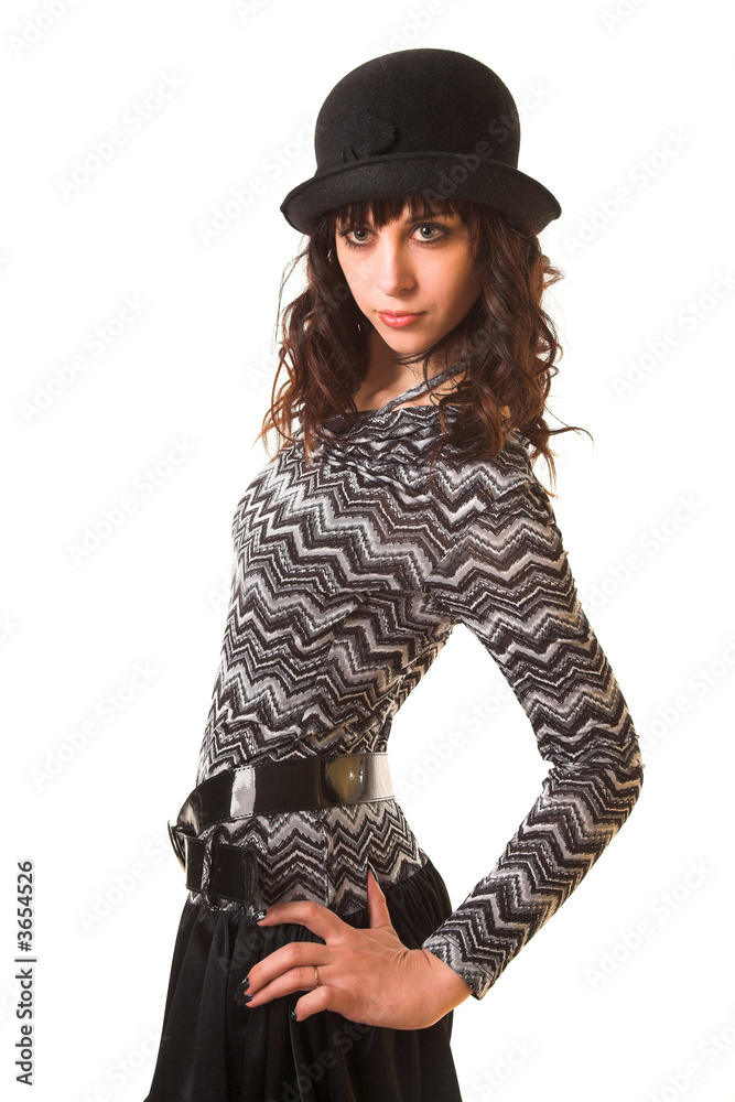 young beauty woman in the black hat young beauty woman in the black hat
