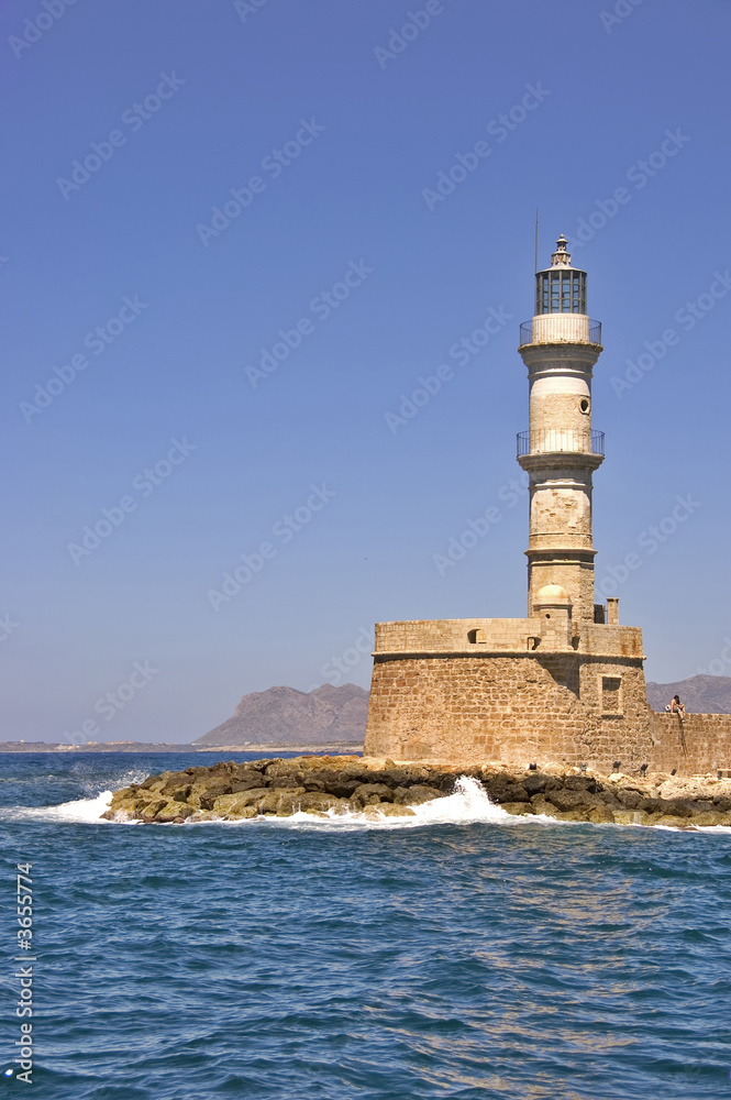  old lighthouse in Chania, Crete, Greece