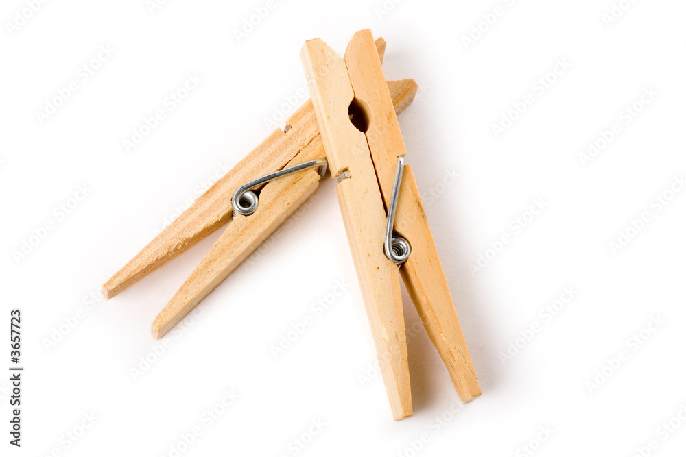 Clothespin with white background, close up shot Clothespin with white background, close up shot