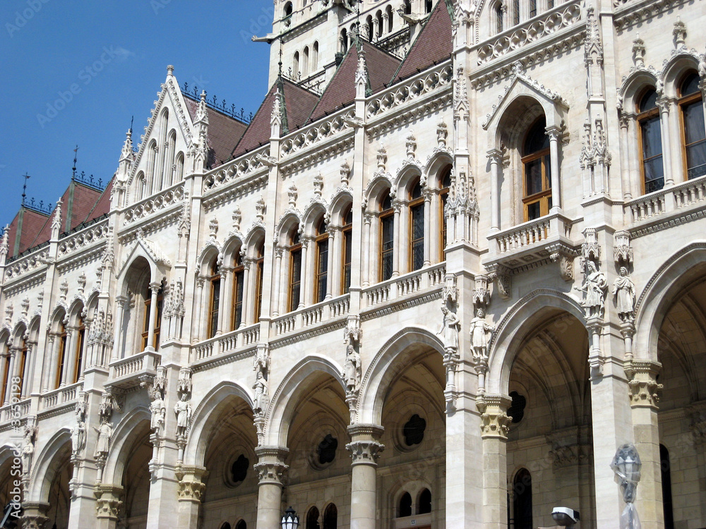 Budapest Parliament, close view of statues