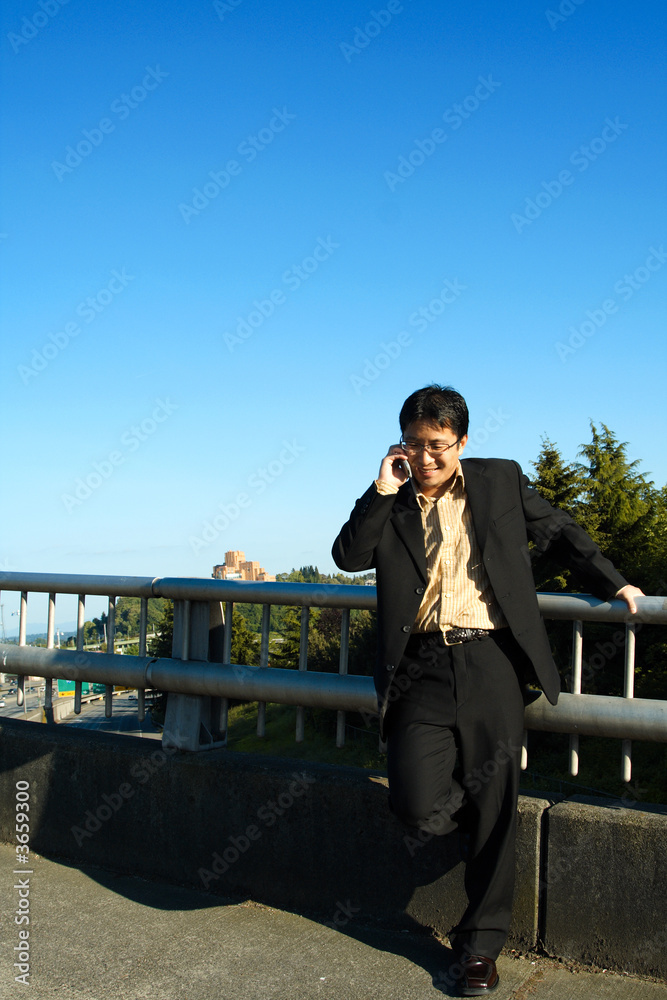 A businessman talking on the cell phone A businessman talking on the cell phone
