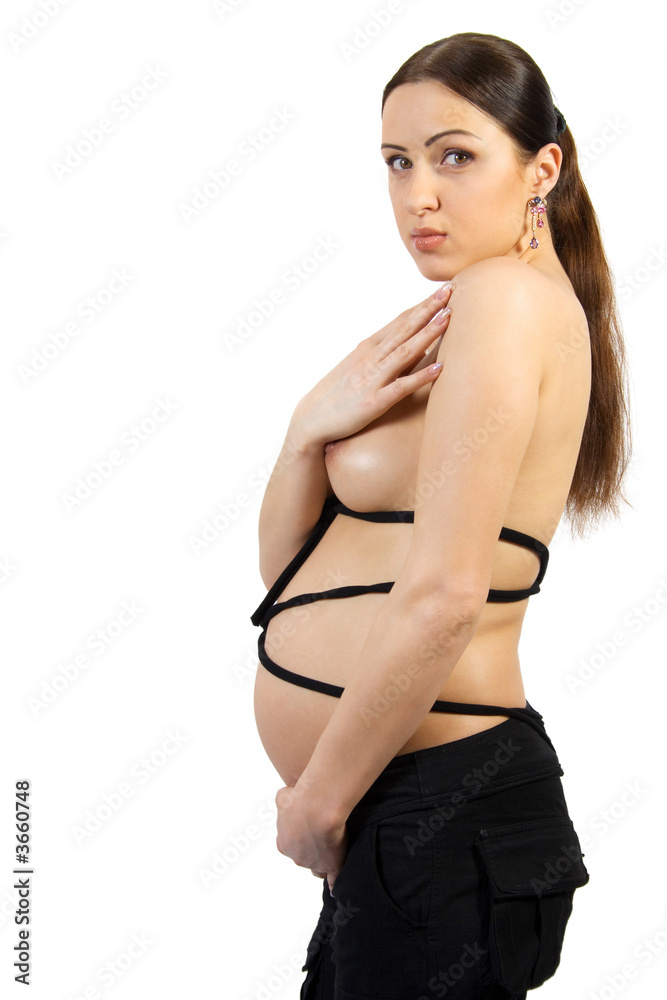 Fototapeta premium Pregnancy women. Isolate on white.