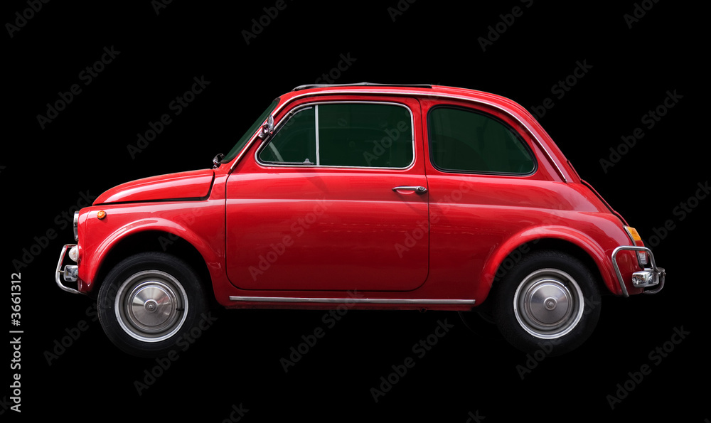 Side view of a red famous italian car isolated +clipping path