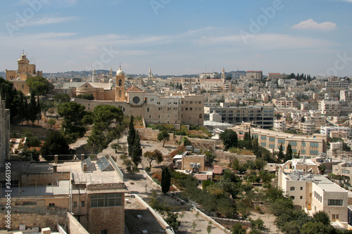 Foto Panorama of Bethlehem with church of the Nativity of Christ