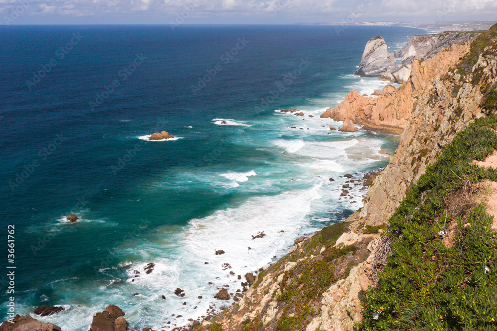 high rocks on ocean coast, Cape Roca, Portugal