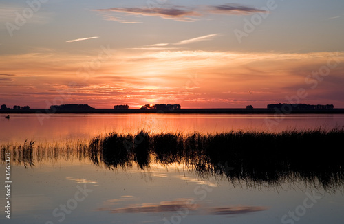 Sunset lake landscape. Chany lake  Novosibirsk area  June 2007