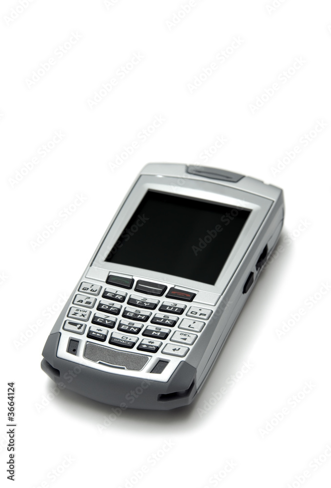 Cell phone with organizer over white background Cell phone with organizer over white background