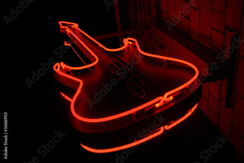 neon guitar - symbol of rock cafe in Moscow