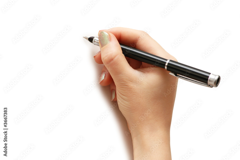 Hand holding pen isolated on white background Hand holding pen isolated on white background