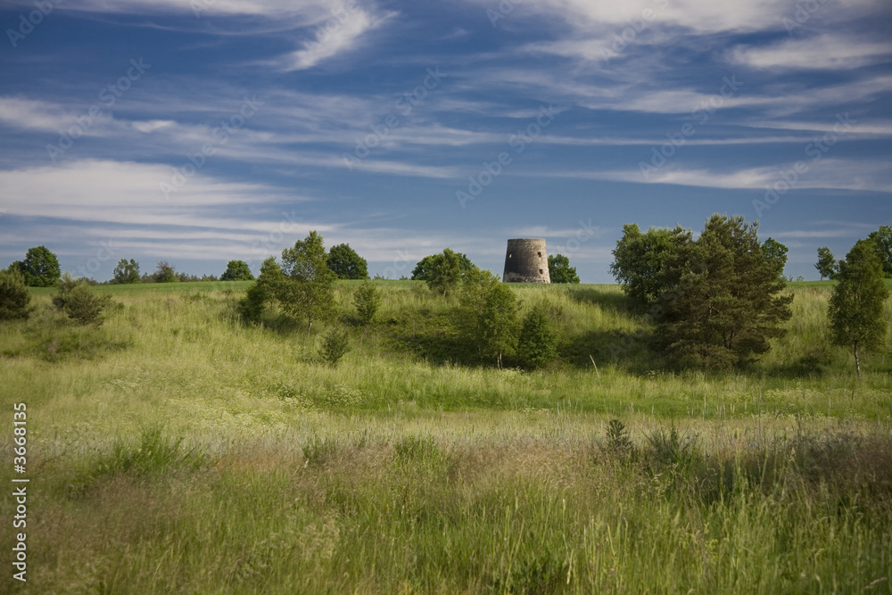 landscape whit blue sky and green hill in Poland landscape whit blue sky and green hill in Poland