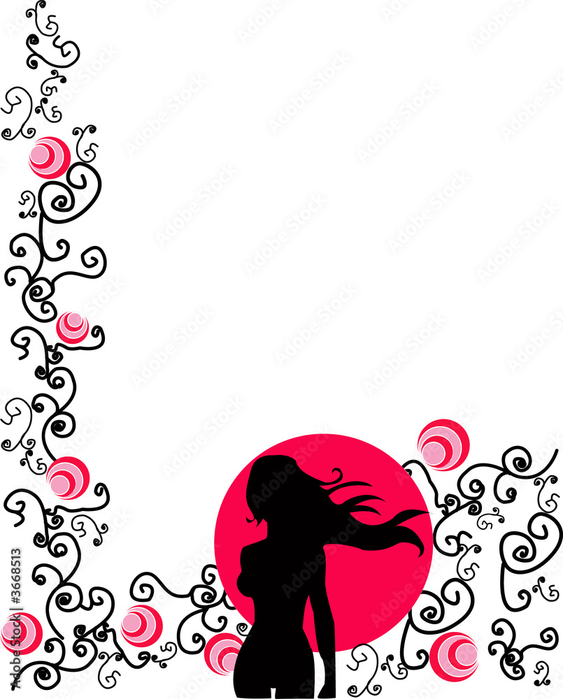 silhouette noire femme avec décoration silhouette noire femme avec décoration