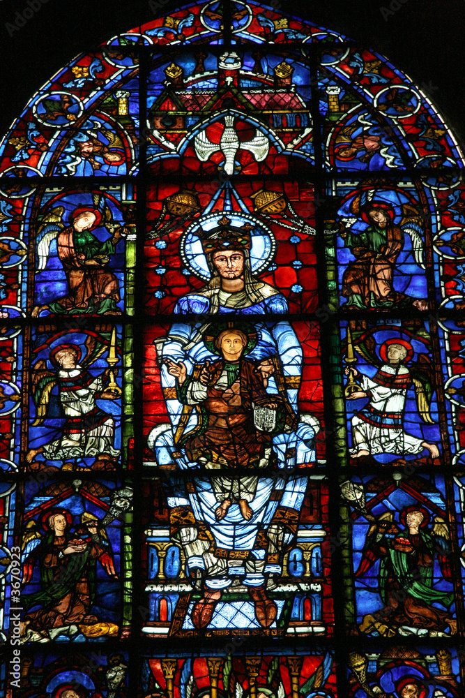 Stained Glass Window Of Virgin Mary In Chartres Cathedral Stock Photo Adobe Stock