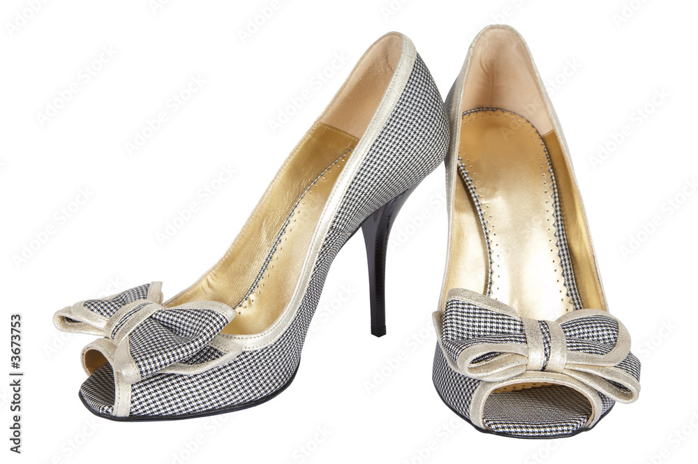 Naklejka premium Female shoes with a bow on a high heel