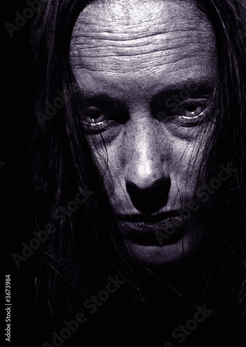 Very Intense Close Portrait of Depression on Black © Laurin Rinder