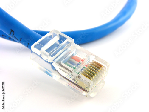 LAN connector. A close up. It is isolated on a white background.