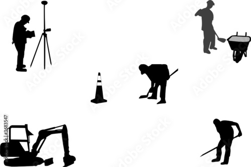 construction worker silhouettes