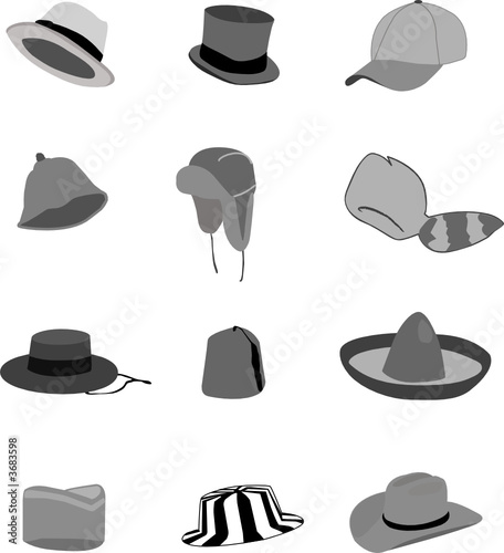 hats illustrations, colors changeable