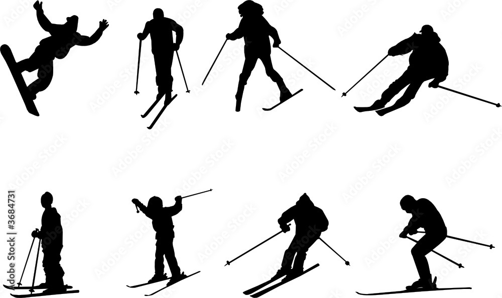 skiing silhouettes