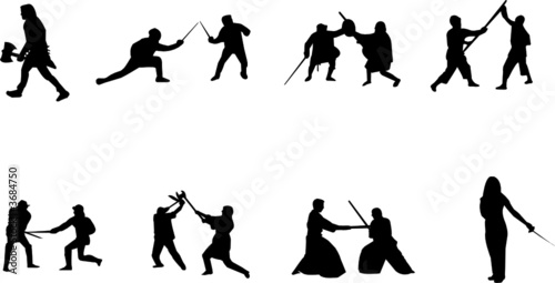 sword fight silhouettes