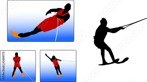 waterskiing silhouettes photo