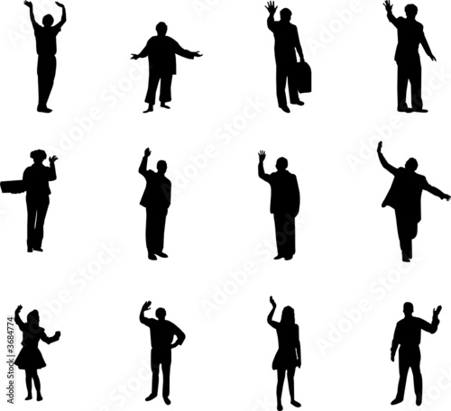 silhouettes waving with hands