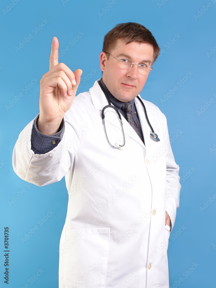 Doctor pointing up
