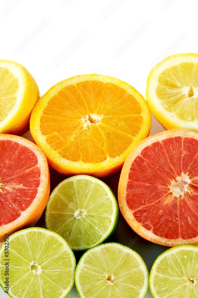 Citrus Fruit on White Background