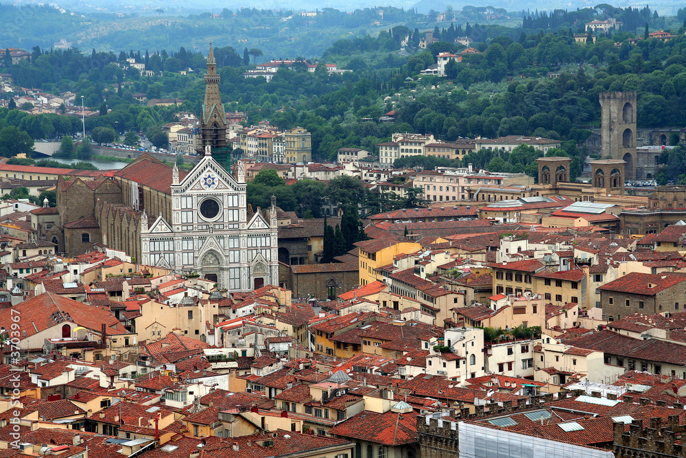 Florence rooftops and Santa Croce