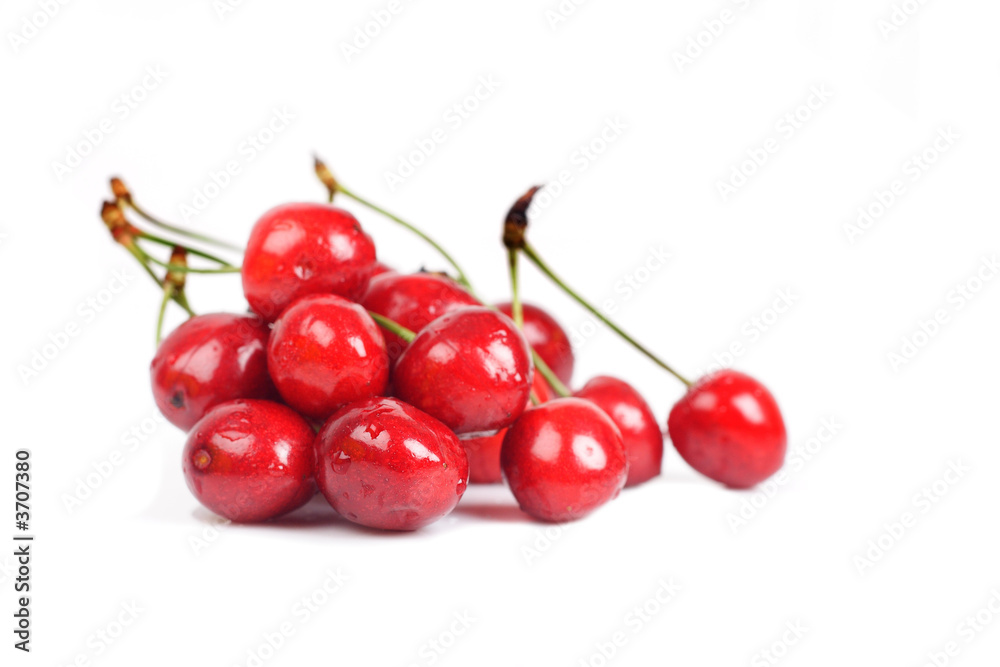 Bunch of cherries isolated on white Bunch of cherries isolated on white