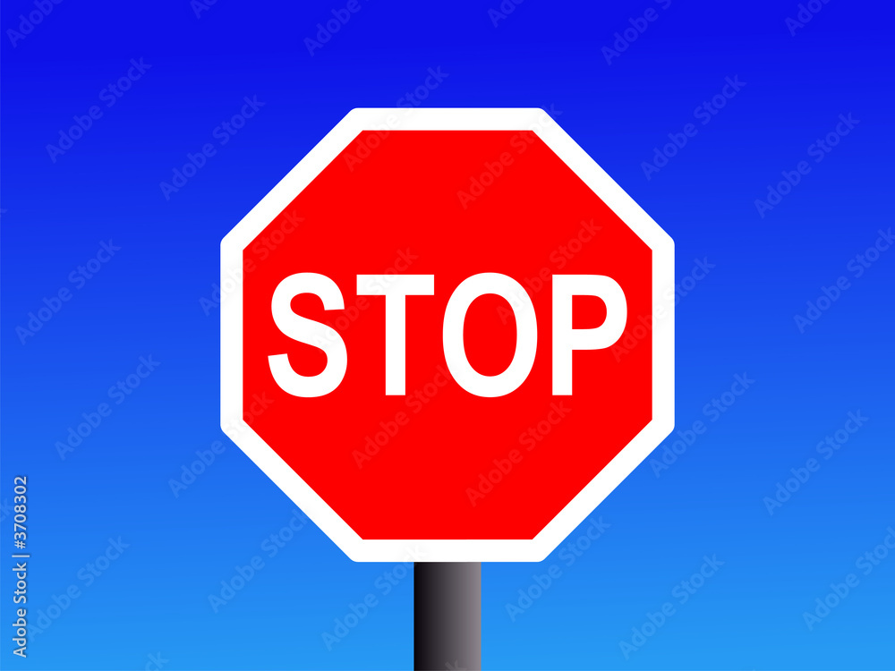 stop sign on blue