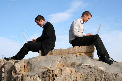 arbeit auf dem felsen