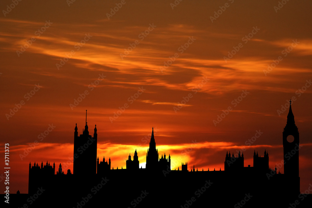 Houses of parliament London at sunset