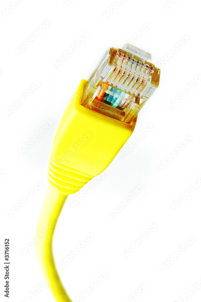 Ethernet cable connector high-key over white Ethernet cable connector high-key over white