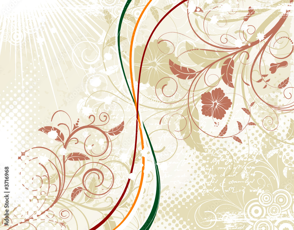 Obraz premium Grunge flower background with stripes, vector illustration