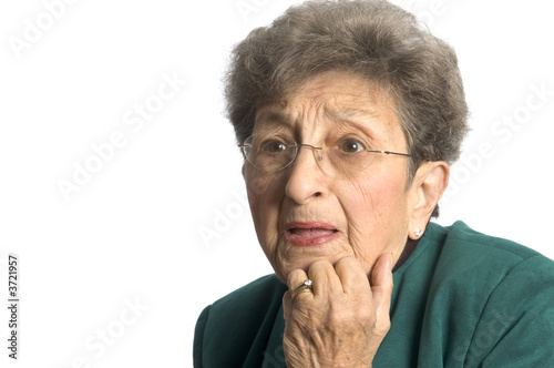 Canvas Print senior woman shocked and surprised expression on face