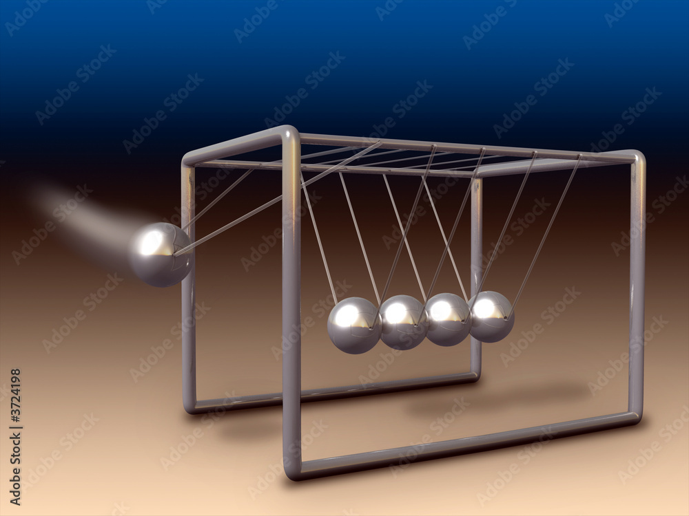 Newton's cradle experiment. Digital illustration.