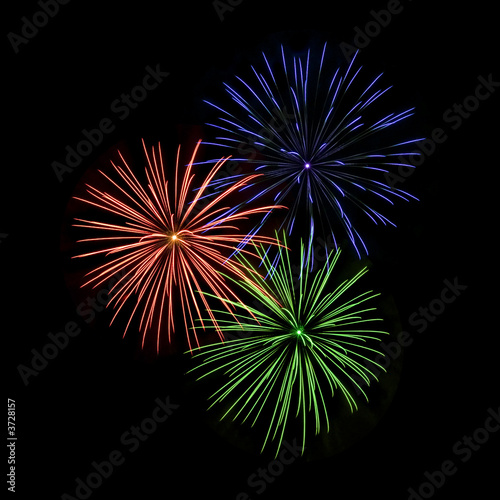 red, blue, and green fireworks