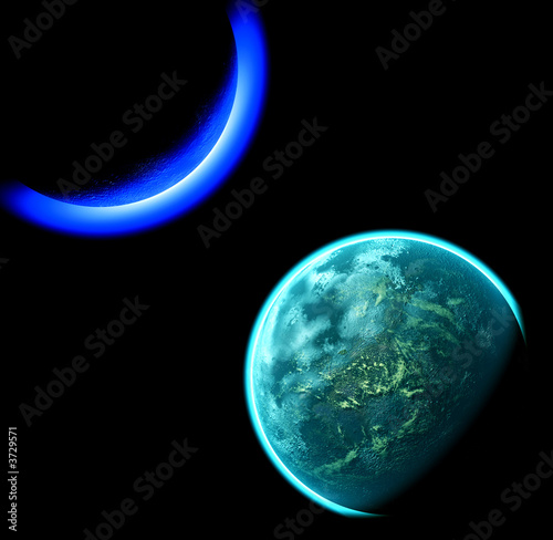alien solar system, computer illustration generated digital art