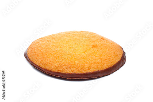 A cake with soft shadow on white background. Shallow DOF