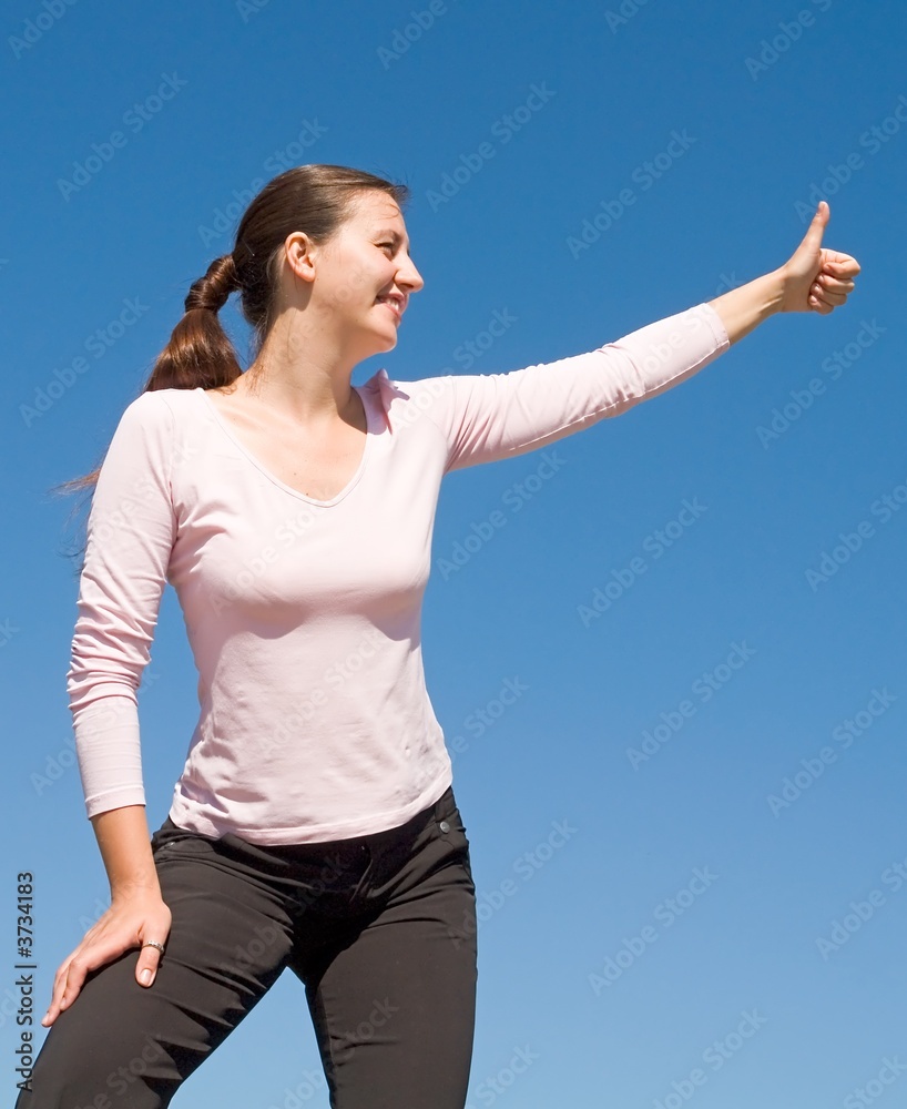 girl with thumb up