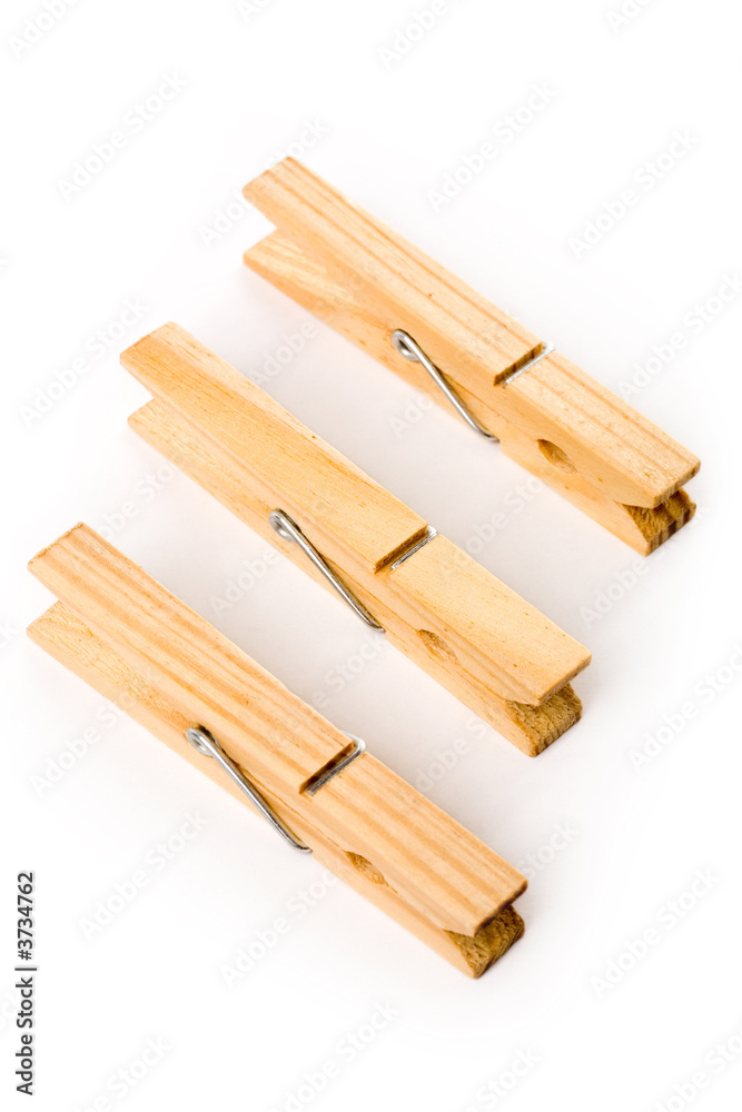 Clothespin with white background, close up shot Clothespin with white background, close up shot