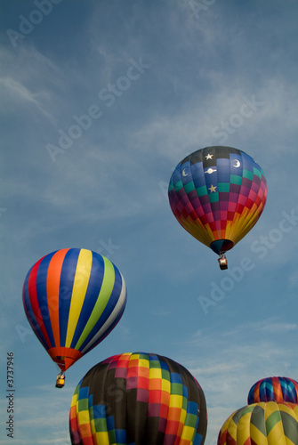 Hot Air Balloons against a bright blue sky